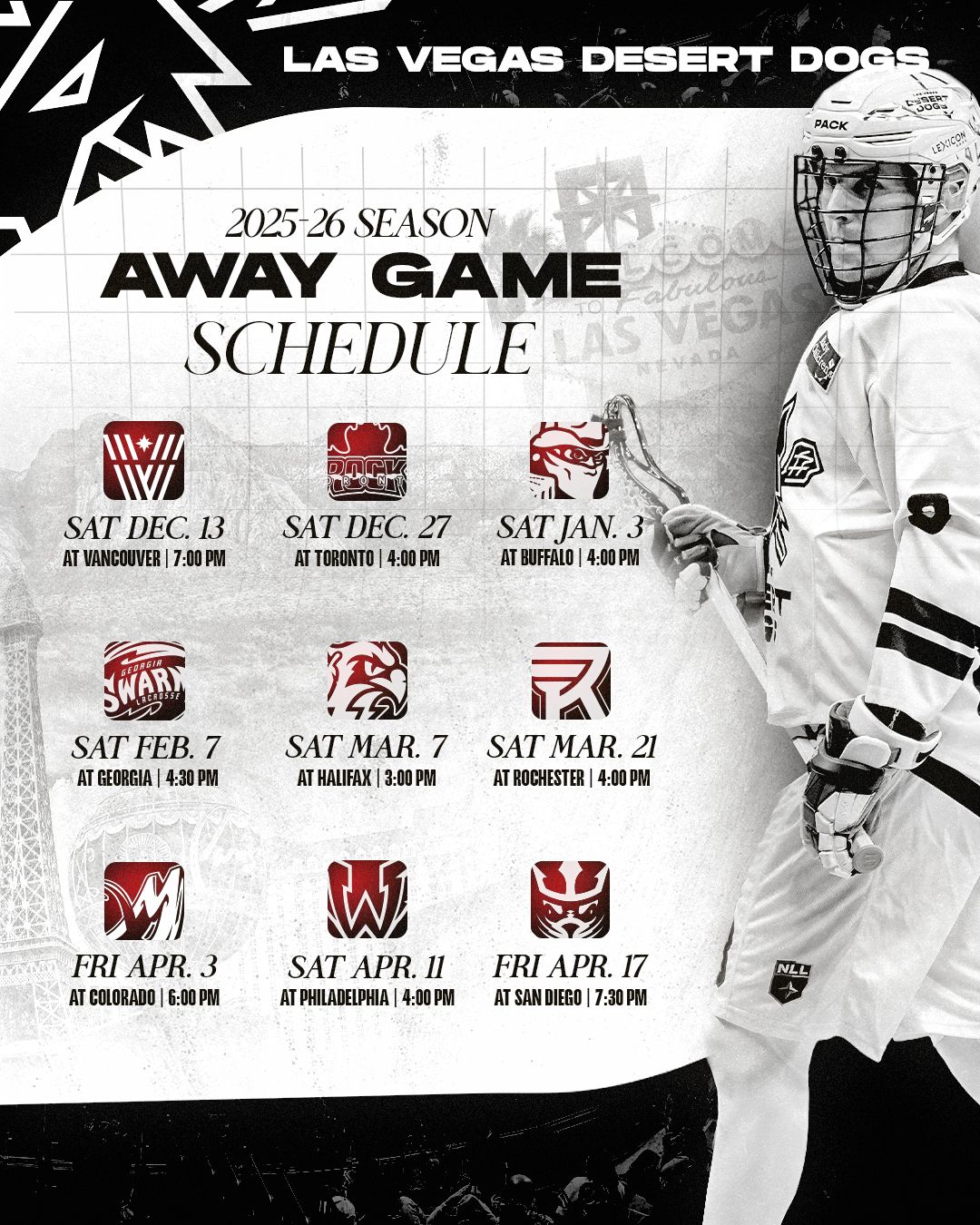 Desert Dogs Road Schedule 2025-26